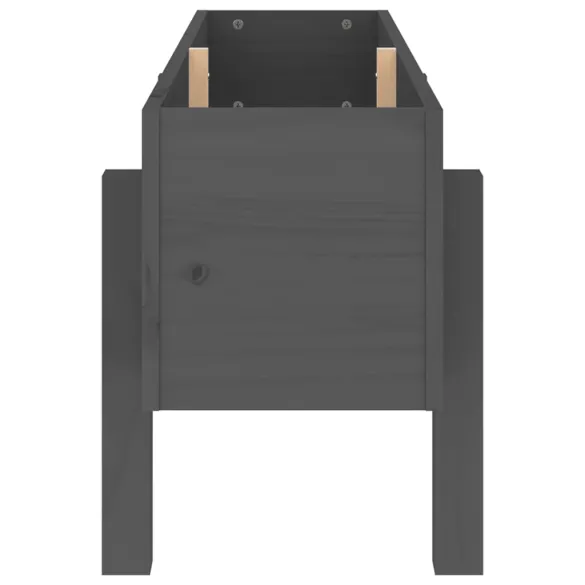 Strat Înălțat Grădină Gri - Lemn Masiv de Pin - 101x30x38 cm