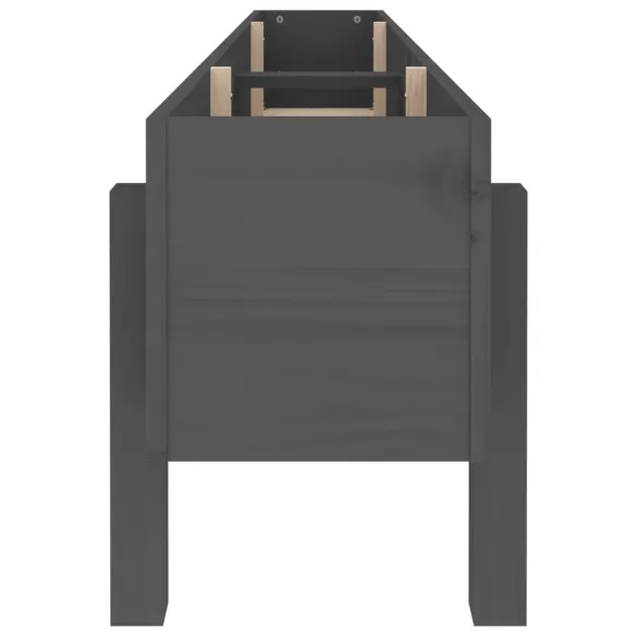 Strat Înălțat Grădină Gri - Lemn Masiv de Pin - Livrare Gratuită