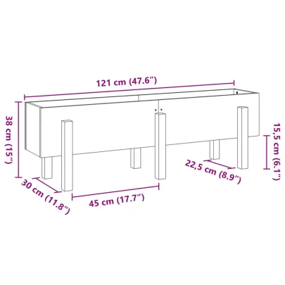 Strat Înălțat Grădină Lemn Masiv Pin 121x30x38 cm