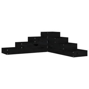 Jardinieră Grădină 4 Niveluri Negru - Lemn Masiv Pin 2
