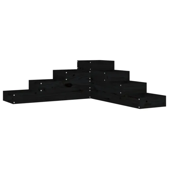 Jardinieră Grădină 4 Niveluri Negru - Lemn Masiv Pin