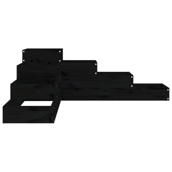 Jardinieră Grădină 4 Niveluri Negru - Lemn Masiv Pin