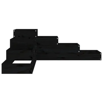 Jardinieră Grădină 4 Niveluri Negru - Lemn Masiv Pin