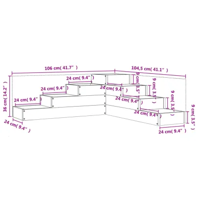 Jardinieră Grădină 4 Niveluri Negru - Lemn Masiv Pin