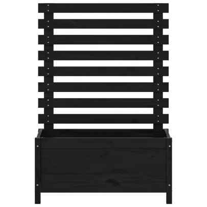 Jardinieră grădină lemn masiv pin cu raft negru - Livrare gratuită