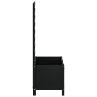 Jardinieră grădină lemn masiv pin cu raft negru - Livrare gratuită