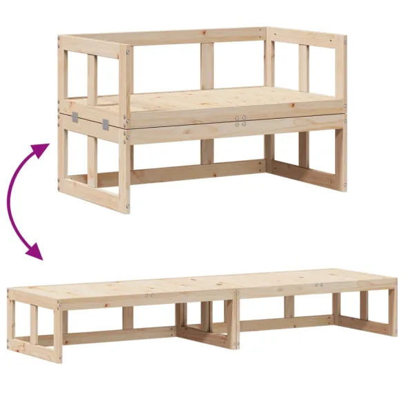 Canapea Extensibilă Grădină Lemn Masiv - Livrare Gratuită