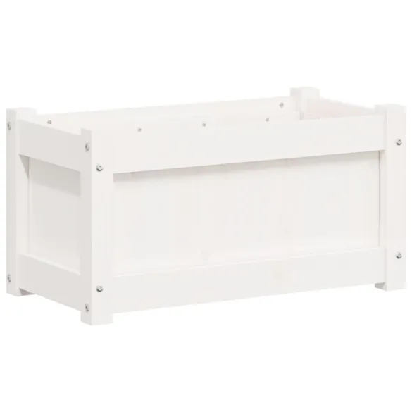 Jardinieră Grădină Lemn Masiv Pin - Alb, 60x31x31 cm