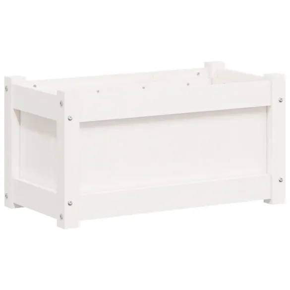 Jardinieră Grădină Lemn Masiv Pin - Alb, 60x31x31 cm