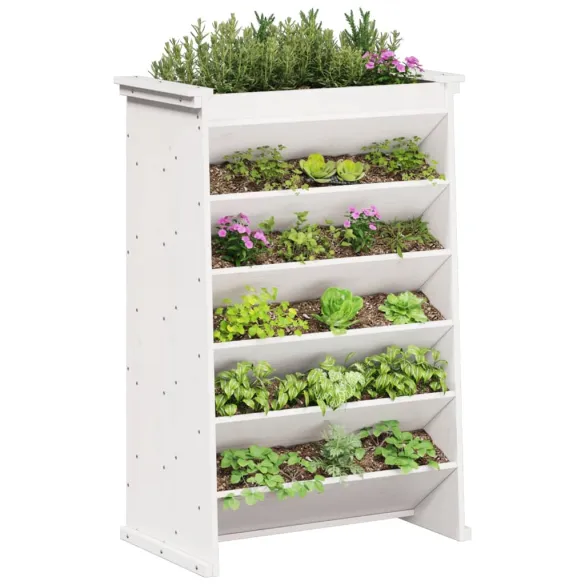 Jardinieră Ierburi 6 Niveluri Alb - Lemn Masiv Pin | Livrare Gratuită