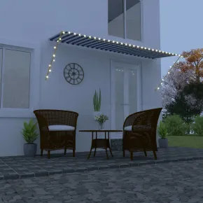 Copertină Retractabilă cu LED 4x1.5m - Albastru/Alb