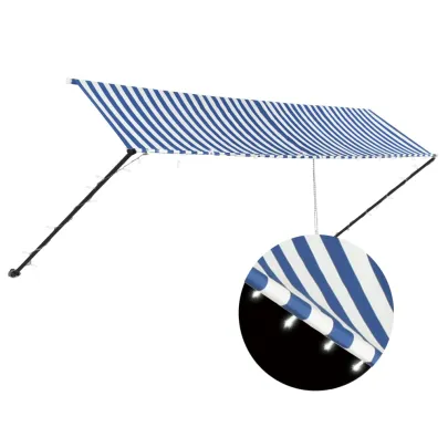 Copertină Retractabilă cu LED 4x1.5m - Albastru/Alb