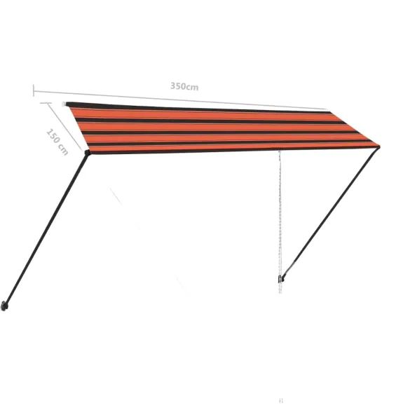 Copertină retractabilă cu LED 350x150cm - Portocaliu/Maro