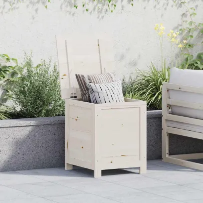 Cutie de perne exterior alb 50x50x56 cm lemn masiv