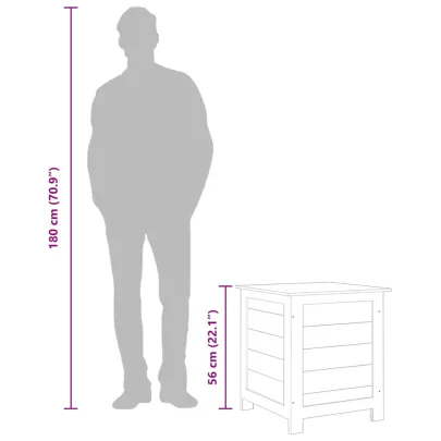 Cutie de perne exterior alb 50x50x56 cm lemn masiv