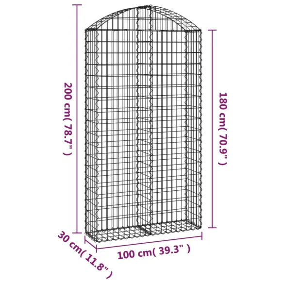 Coș Gabion Arcuit Fier Galvanizat | Barieră Decorativă Grădină