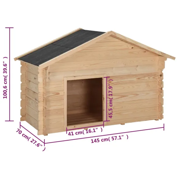 Cușcă Câine Exterior Lemn Masiv de Pin - Livrare Gratuită