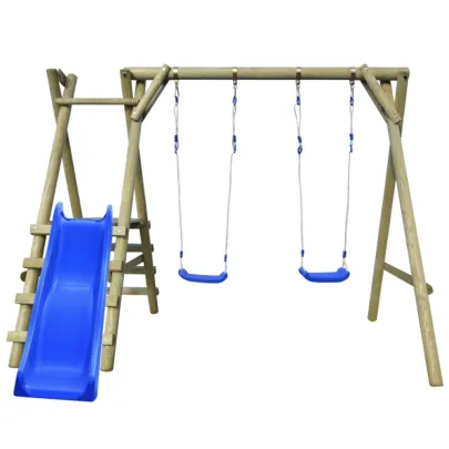 Set Leagăn Copii cu Tobogan - Lemn Pin Durabil