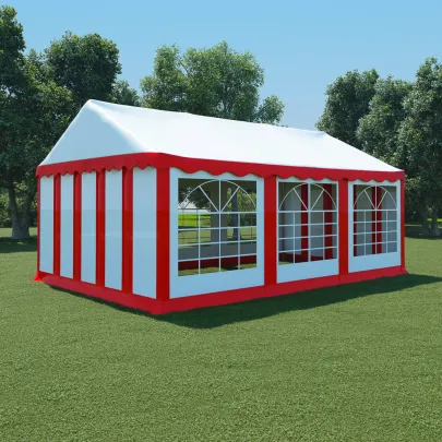 Pavilion Grădină 4x6m, Roșu-Alb, PVC Impermeabil - Livrare Gratuită