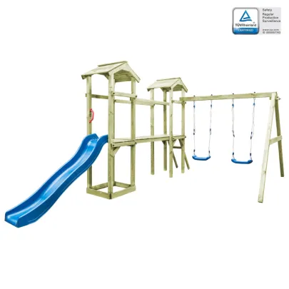 Set Joc Exterior Copii - Tobogan, Leagane, Căsuță Lemn