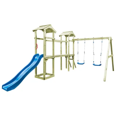 Set Joc Exterior Copii - Tobogan, Leagane, Căsuță Lemn