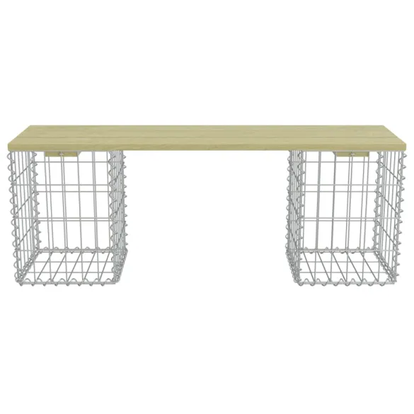 Bancă Gabion 120cm - Oțel Galvanizat și Lemn de Pin