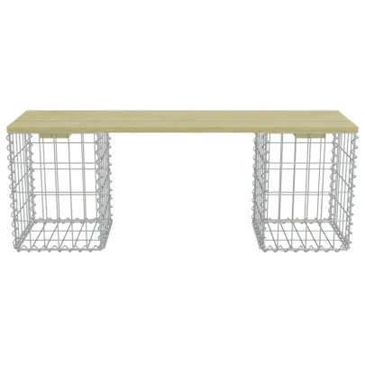 Bancă Gabion 120cm - Oțel Galvanizat și Lemn de Pin