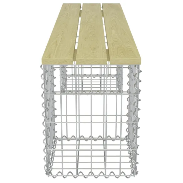 Bancă Gabion 120cm - Oțel Galvanizat și Lemn de Pin