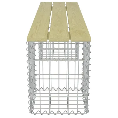 Bancă Gabion 120cm - Oțel Galvanizat și Lemn de Pin