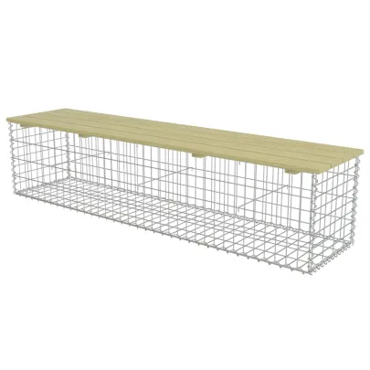 Bancă Gabion 180 cm - Oțel Galvanizat și Lemn de Pin