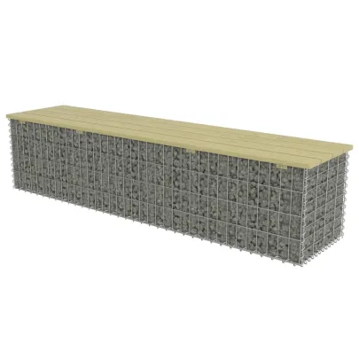 Bancă Gabion 180 cm - Oțel Galvanizat și Lemn de Pin