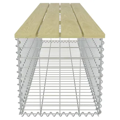 Bancă Gabion 180 cm - Oțel Galvanizat și Lemn de Pin