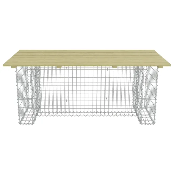 Masă Grădină Gabion Oțel cu Lemn Pin | Livrare Gratuită