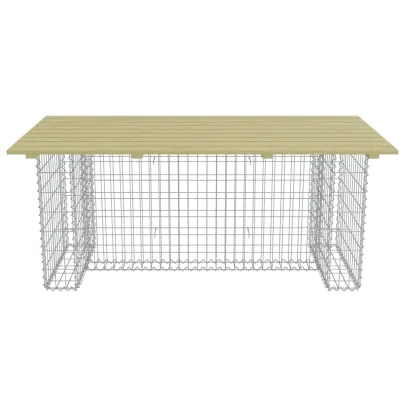 Masă Grădină Gabion Oțel cu Lemn Pin | Livrare Gratuită