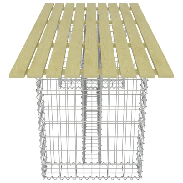 Masă Grădină Gabion Oțel cu Lemn Pin | Livrare Gratuită