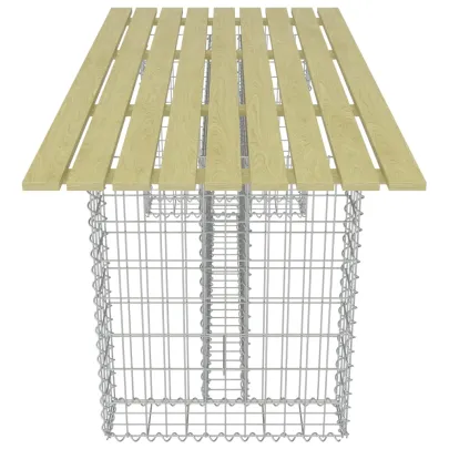 Masă Grădină Gabion Oțel cu Lemn Pin | Livrare Gratuită