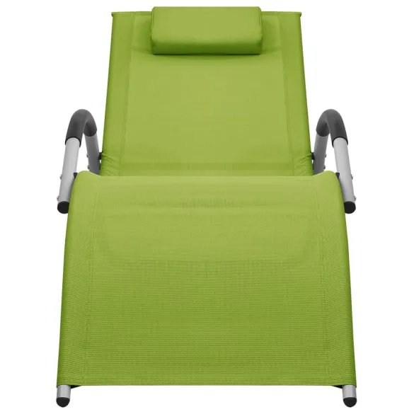 Șezlong Exterior Verde-Gri - Textilenă | Livrare Gratuită