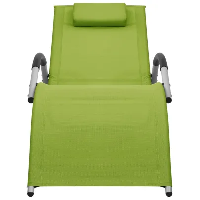 Șezlong Exterior Verde-Gri - Textilenă | Livrare Gratuită