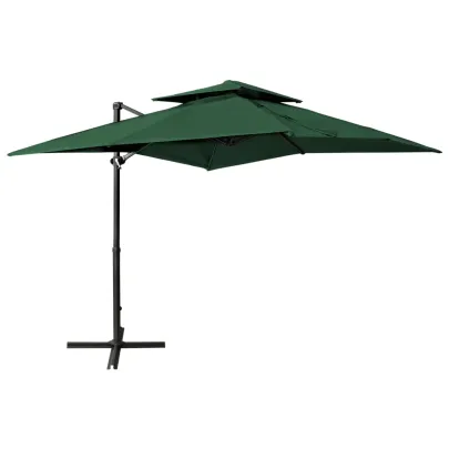 Umbrelă Consolă cu Înveliș Dublu - Verde 250x250 cm