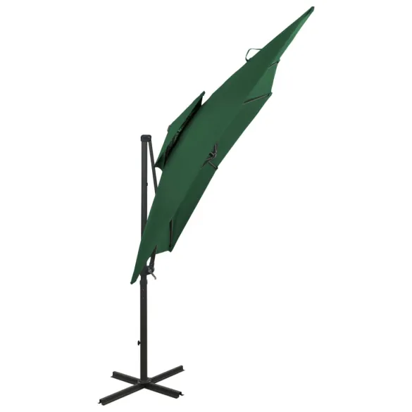 Umbrelă Consolă cu Înveliș Dublu - Verde 250x250 cm