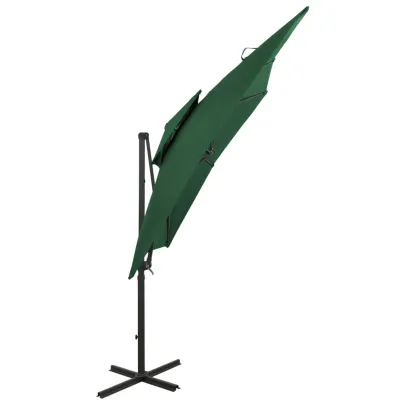 Umbrelă Consolă cu Înveliș Dublu - Verde 250x250 cm