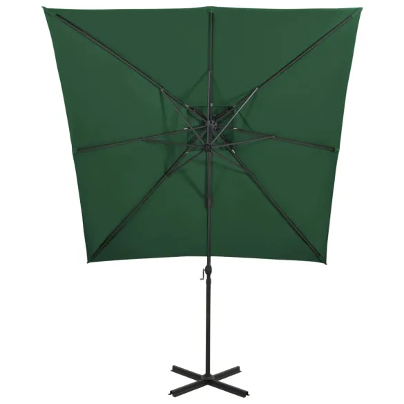 Umbrelă Consolă cu Înveliș Dublu - Verde 250x250 cm