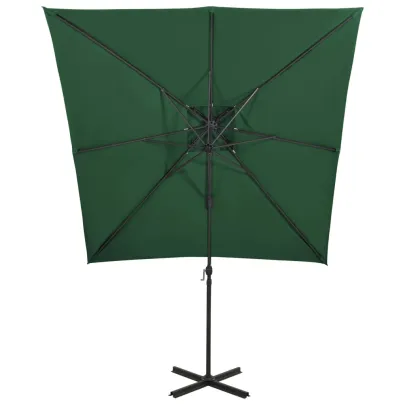 Umbrelă Consolă cu Înveliș Dublu - Verde 250x250 cm