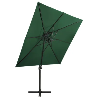 Umbrelă Consolă cu Înveliș Dublu - Verde 250x250 cm