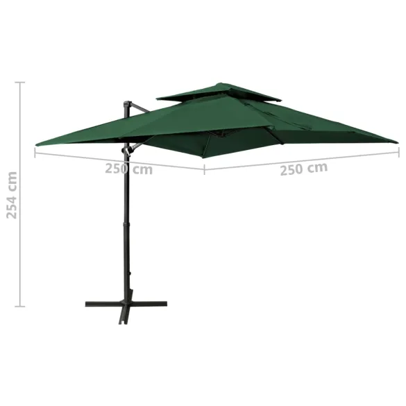 Umbrelă Consolă cu Înveliș Dublu - Verde 250x250 cm