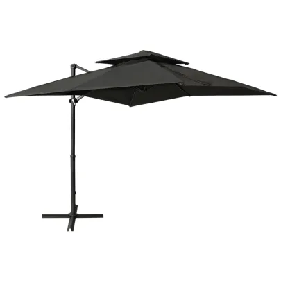 Umbrelă Consolă Dublu Înveliș Antracit 250x250 cm | Livrare Gratuită