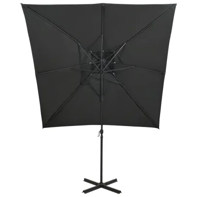 Umbrelă Consolă Dublu Înveliș Antracit 250x250 cm | Livrare Gratuită