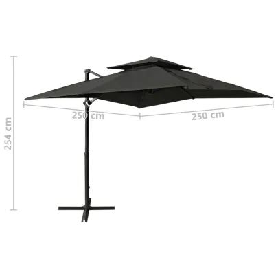 Umbrelă Consolă Dublu Înveliș Antracit 250x250 cm | Livrare Gratuită