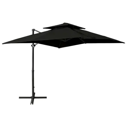 Umbrelă Consolă Dublu Înveliș - Negru 250x250 cm | Livrare Gratuită