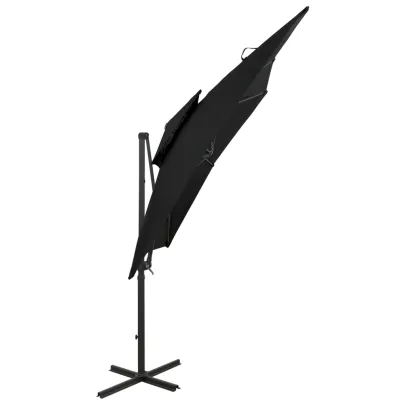 Umbrelă Consolă Dublu Înveliș - Negru 250x250 cm | Livrare Gratuită